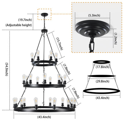 Comfort Living Spaces 27 Light Metal Ring Chandelier