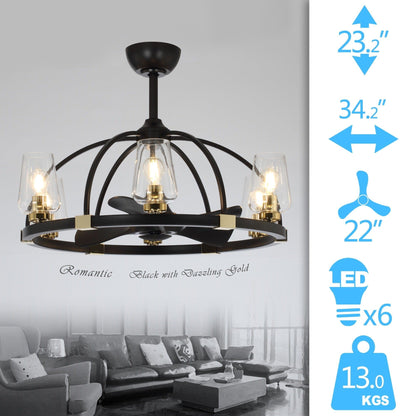 Comfort Living Spaces 34.2 in. 24W LED light bulb ceiling fan with double finish frame