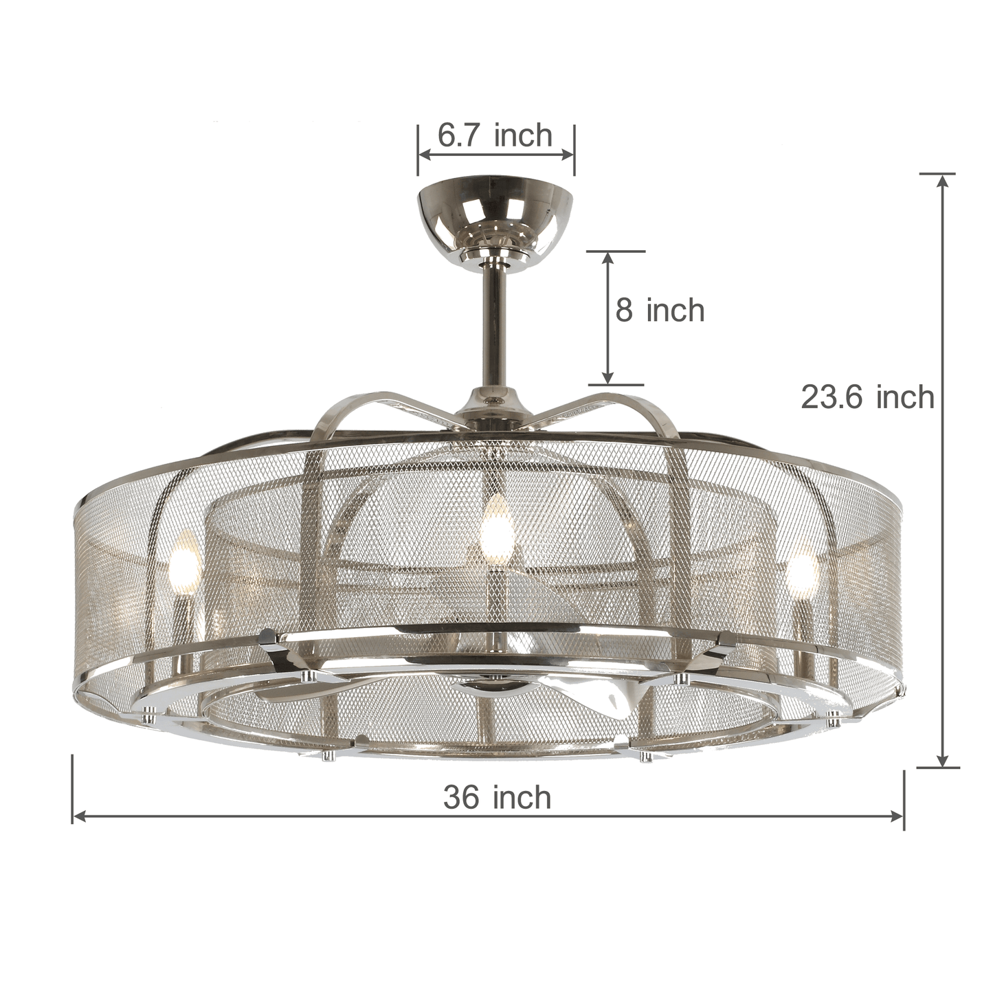 Comfort Living Spaces 36 in. 24W LED light bulb ceiling fan with stainess net frame