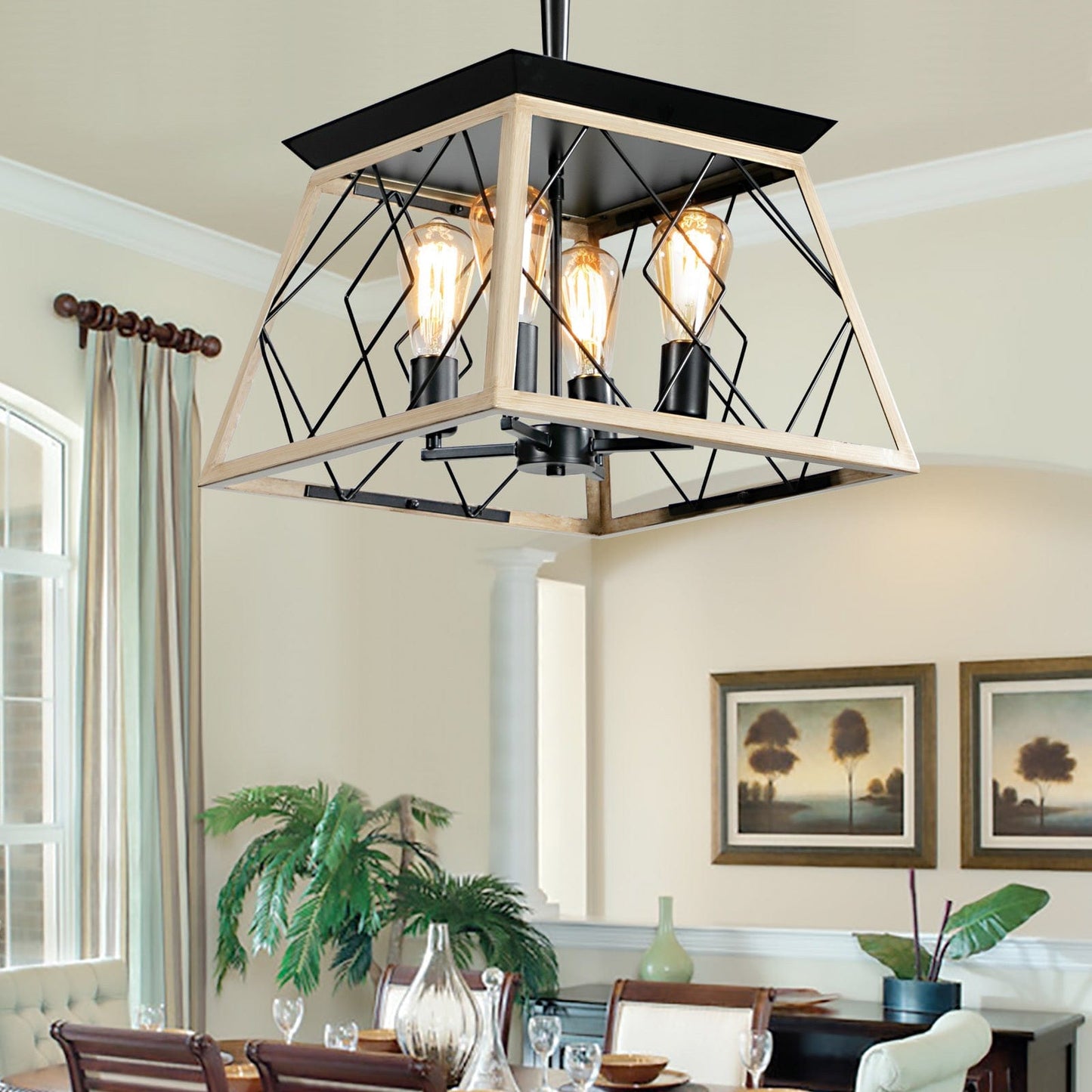 Comfort Living Spaces 4-Light Farmhouse Chandeliers For Dining Room(No Bulbs)