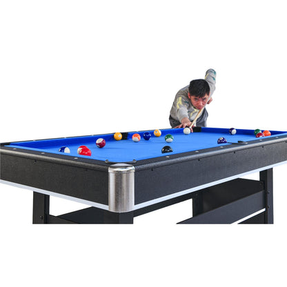 Comfort Living Spaces 6-ft Pool Table with Table Tennis Top - Black with Blue Felt