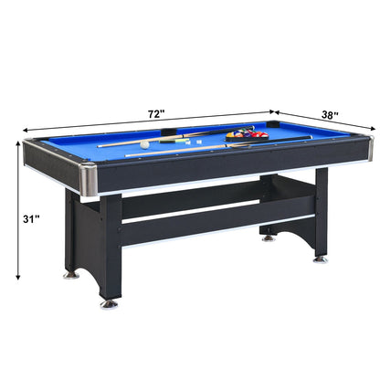 Comfort Living Spaces 6-ft Pool Table with Table Tennis Top - Black with Blue Felt