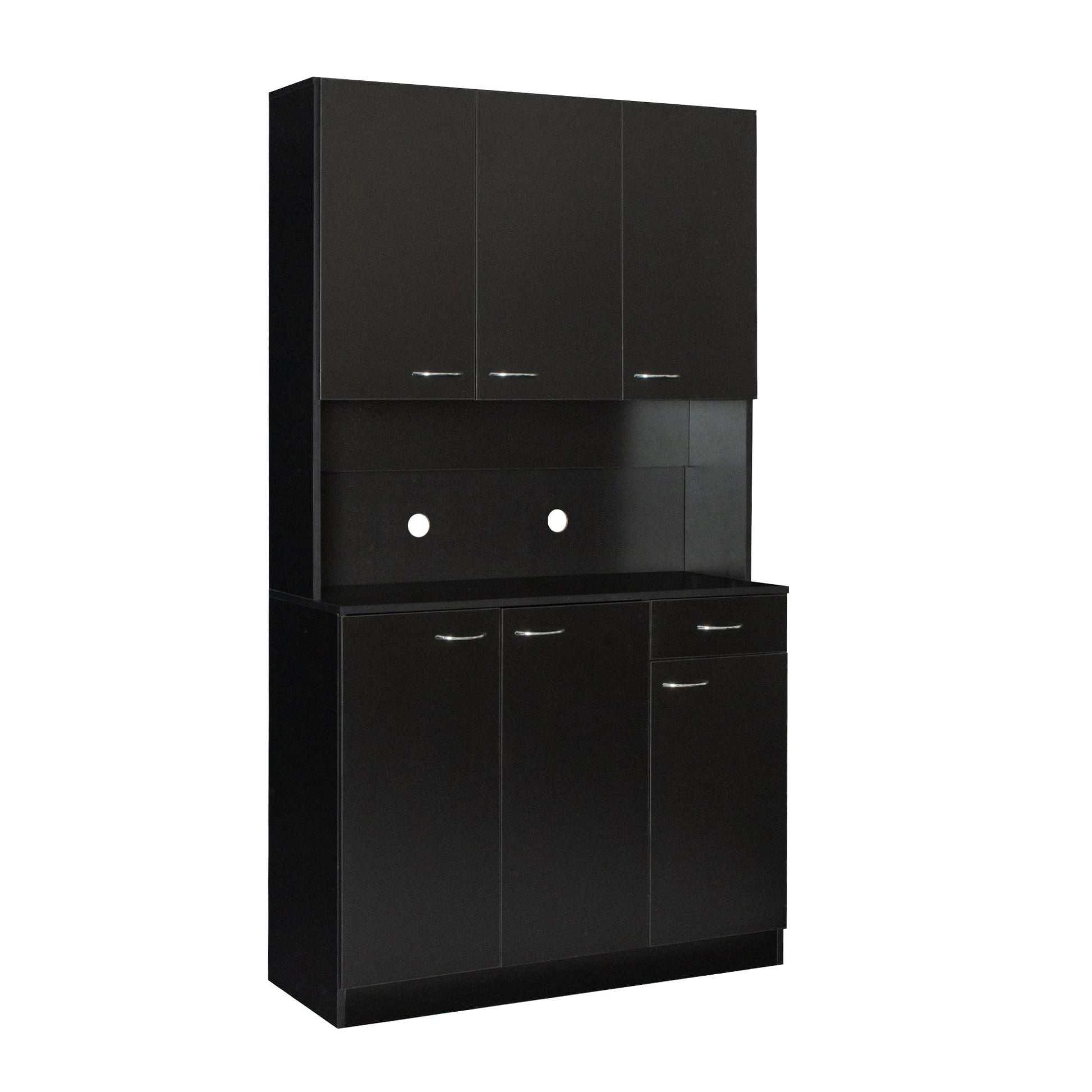 Comfort Living Spaces 70.87" Tall Wardrobe& Kitchen Cabinet, with 6-Doors, 1-Open Shelves and 1-Drawer for bedroom,Black