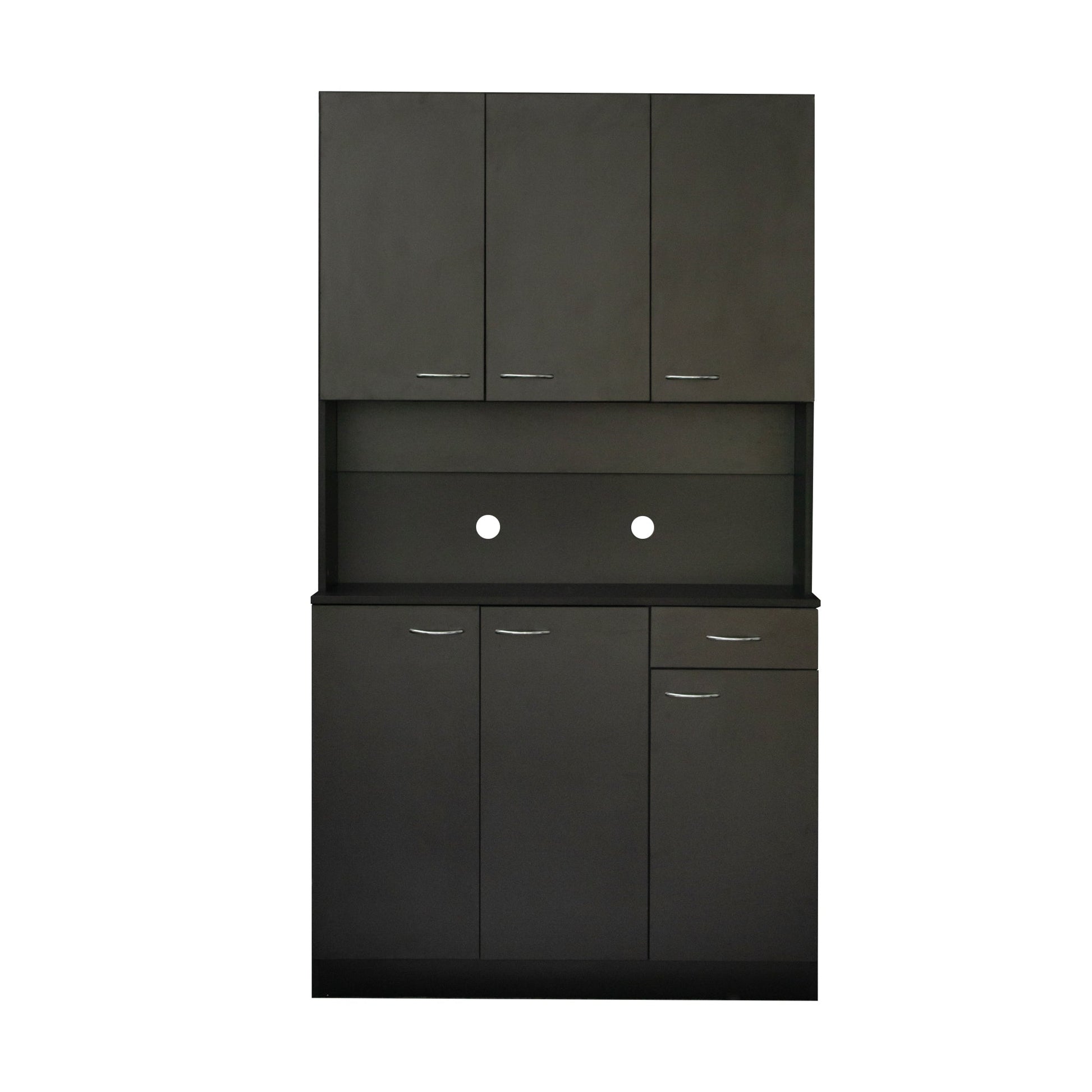 Comfort Living Spaces 70.87" Tall Wardrobe& Kitchen Cabinet, with 6-Doors, 1-Open Shelves and 1-Drawer for bedroom,Black