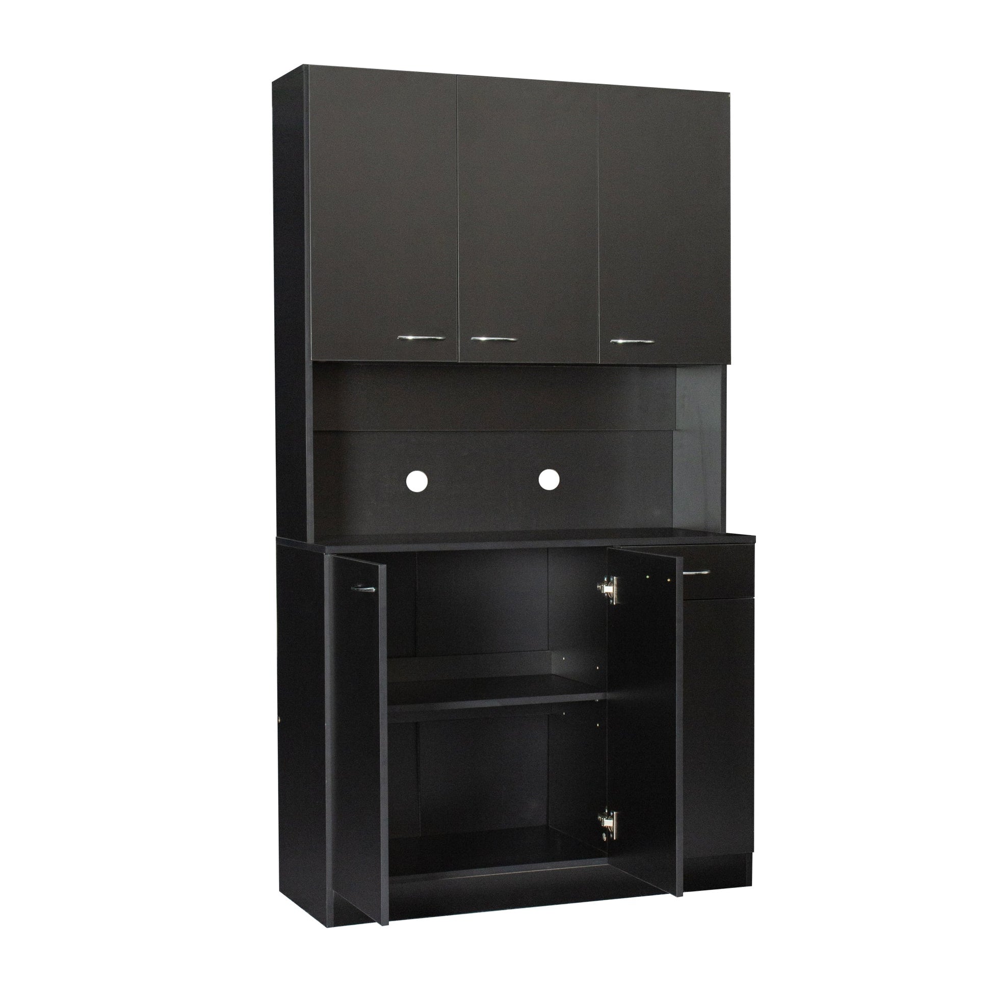 Comfort Living Spaces 70.87" Tall Wardrobe& Kitchen Cabinet, with 6-Doors, 1-Open Shelves and 1-Drawer for bedroom,Black