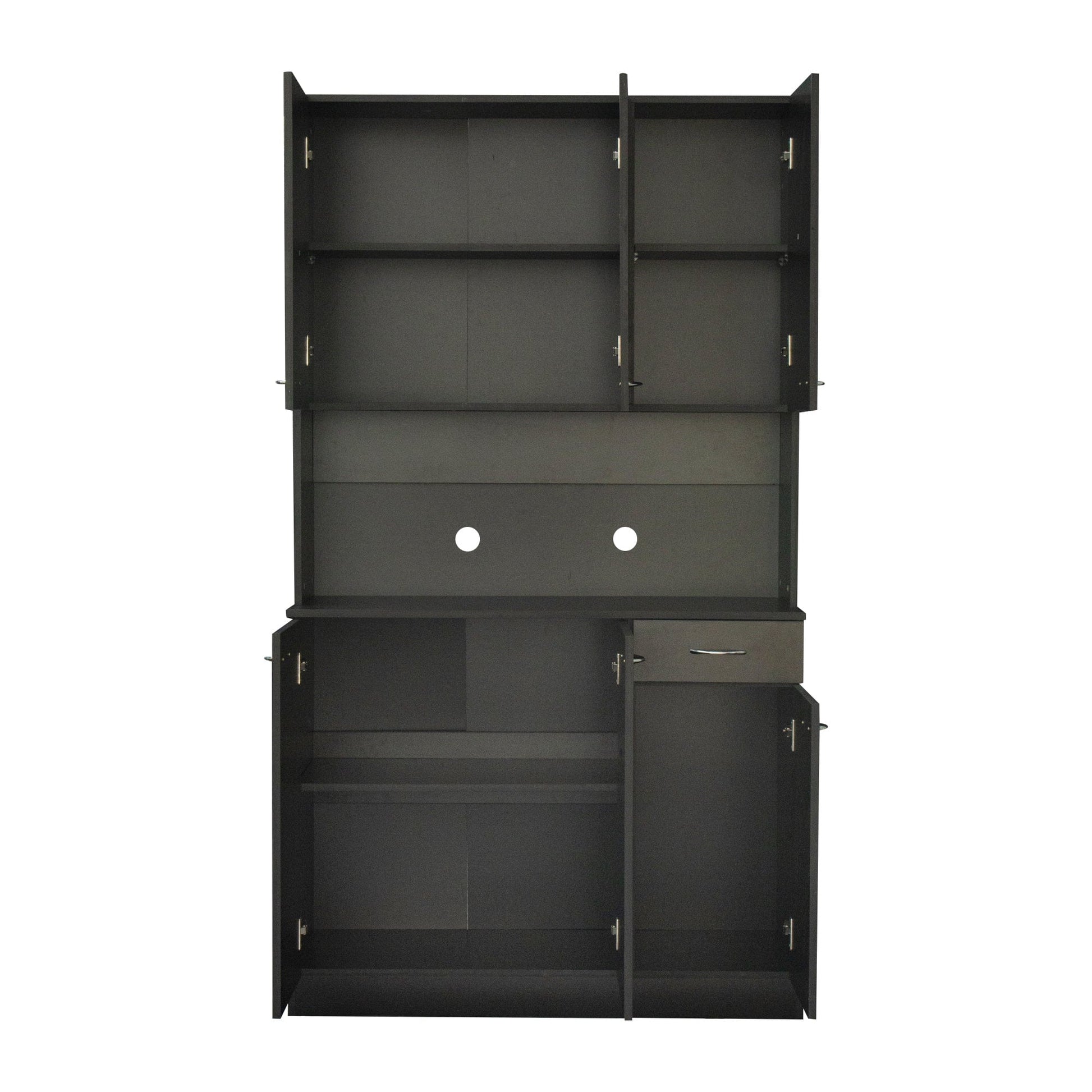 Comfort Living Spaces 70.87" Tall Wardrobe& Kitchen Cabinet, with 6-Doors, 1-Open Shelves and 1-Drawer for bedroom,Black