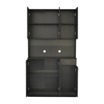 Comfort Living Spaces 70.87" Tall Wardrobe& Kitchen Cabinet, with 6-Doors, 1-Open Shelves and 1-Drawer for bedroom,Black