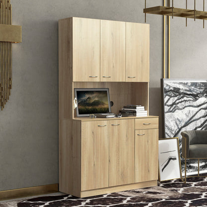 Comfort Living Spaces 70.87" Tall Wardrobe& Kitchen Cabinet, with 6-Doors, 1-Open Shelves and 1-Drawer for bedroom,Rustic Oak