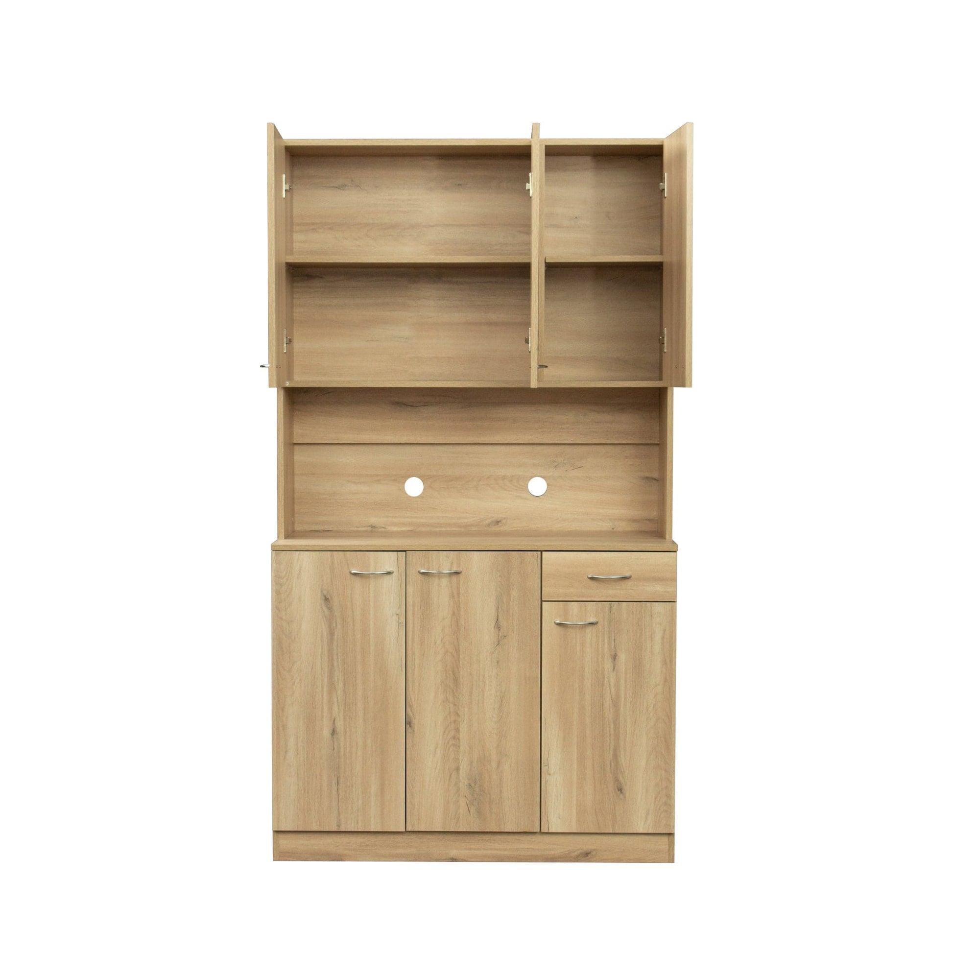 Comfort Living Spaces 70.87" Tall Wardrobe& Kitchen Cabinet, with 6-Doors, 1-Open Shelves and 1-Drawer for bedroom,Rustic Oak