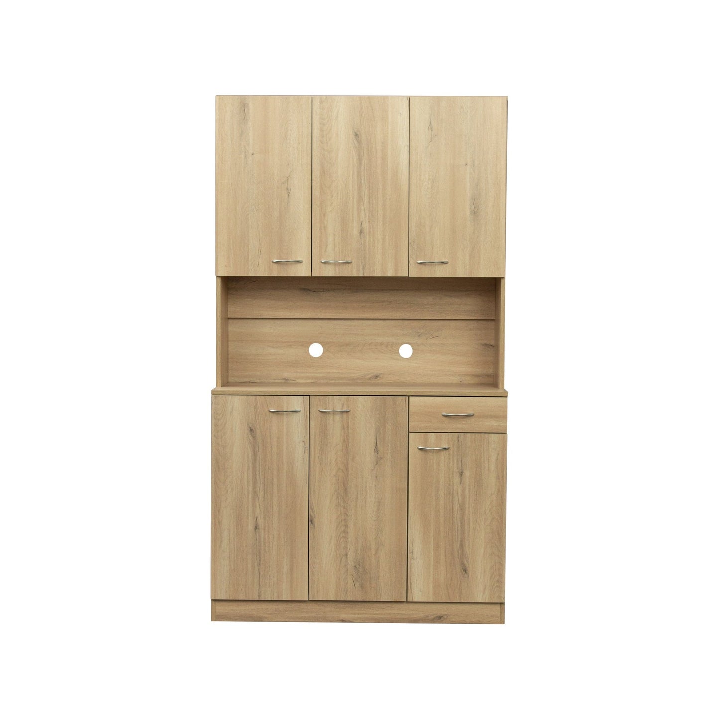 Comfort Living Spaces 70.87" Tall Wardrobe& Kitchen Cabinet, with 6-Doors, 1-Open Shelves and 1-Drawer for bedroom,Rustic Oak