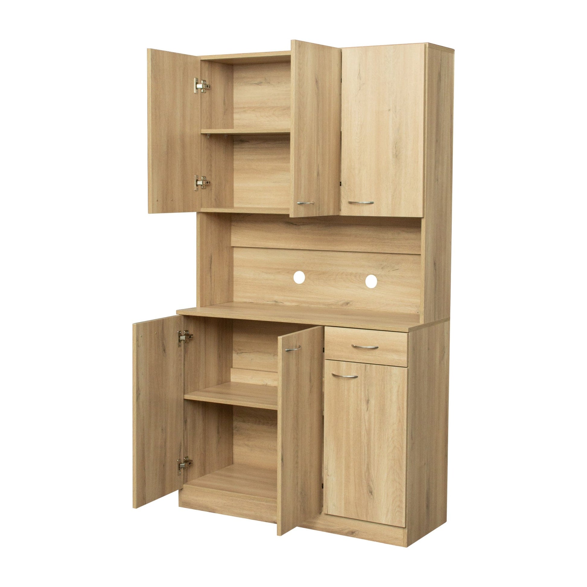 Comfort Living Spaces 70.87" Tall Wardrobe& Kitchen Cabinet, with 6-Doors, 1-Open Shelves and 1-Drawer for bedroom,Rustic Oak