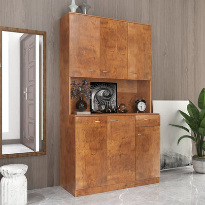 Comfort Living Spaces 70.87" Tall Wardrobe& Kitchen Cabinet, with 6-Doors, 1-Open Shelves and 1-Drawer for bedroom,Walnut