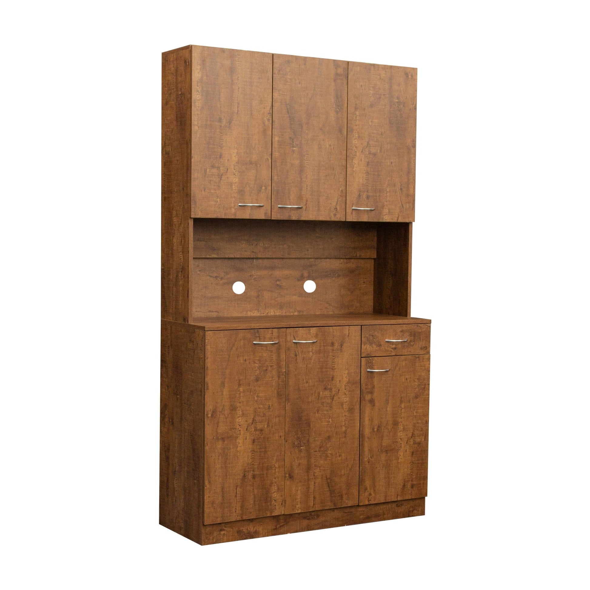 Comfort Living Spaces 70.87" Tall Wardrobe& Kitchen Cabinet, with 6-Doors, 1-Open Shelves and 1-Drawer for bedroom,Walnut