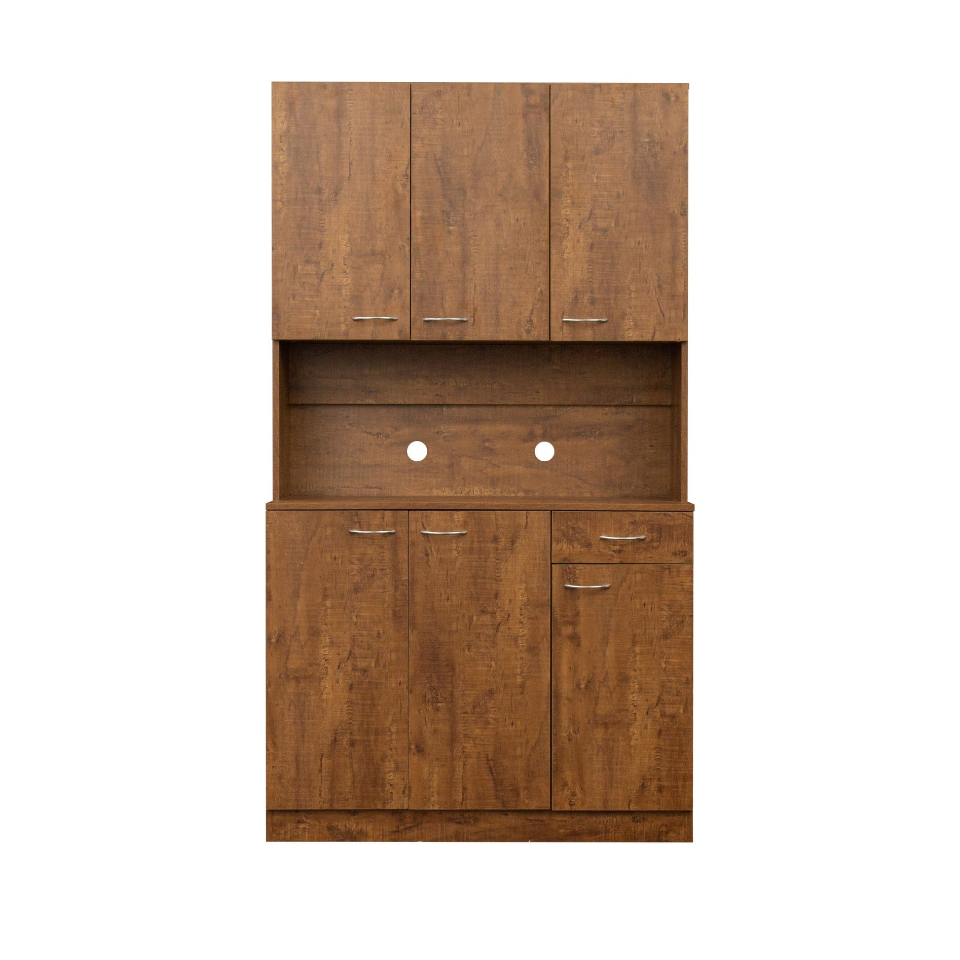 Comfort Living Spaces 70.87" Tall Wardrobe& Kitchen Cabinet, with 6-Doors, 1-Open Shelves and 1-Drawer for bedroom,Walnut