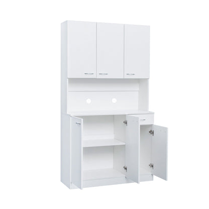 Comfort Living Spaces 70.87" Tall Wardrobe& Kitchen Cabinet, with 6-Doors, 1-Open Shelves and 1-Drawer for bedroom,White