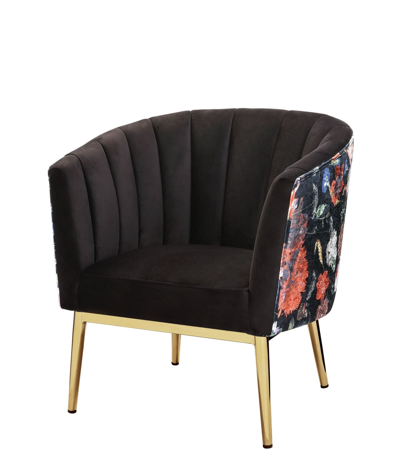 Comfort Living Spaces ACME Colla Accent Chair, Black Velvet & Gold 59817