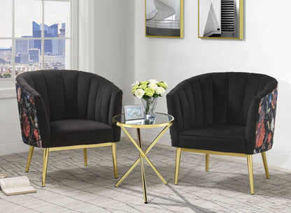 Comfort Living Spaces ACME Colla Accent Chair, Black Velvet & Gold 59817