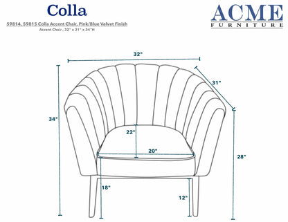 Comfort Living Spaces ACME Colla Accent Chair, Black Velvet & Gold 59817