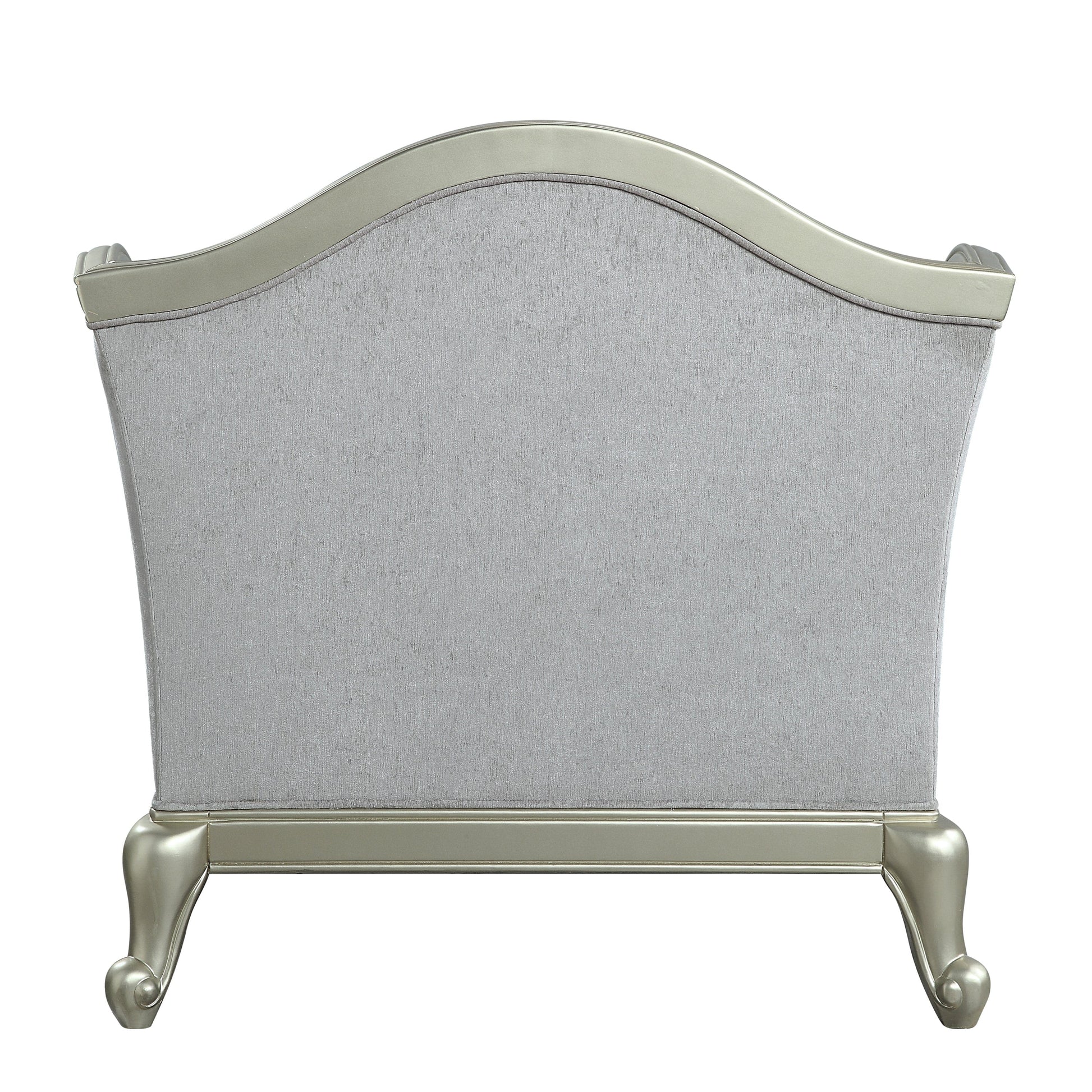 Comfort Living Spaces ACME Qunsia Chair w/2 Pillows, Light Gray Linen & Champagne Finish LV01119