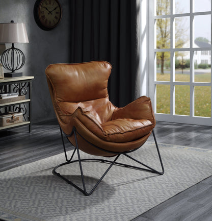 Comfort Living Spaces ACME Thurshan Accent Chair in Aperol Top Grain Leather & Black Finish 59945