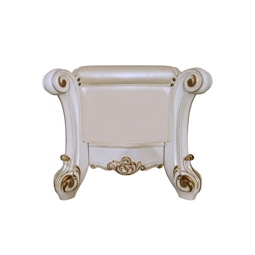 Comfort Living Spaces ACME Vendome Bench, Synthetic Leather & Antique Pearl Finish