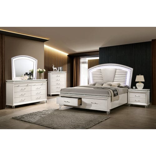 Comfort Living Spaces Antique Classic Pearl White 1pc Bench Only Contemporary Solid wood Acrylic Legs Crystal And Mirror Accent