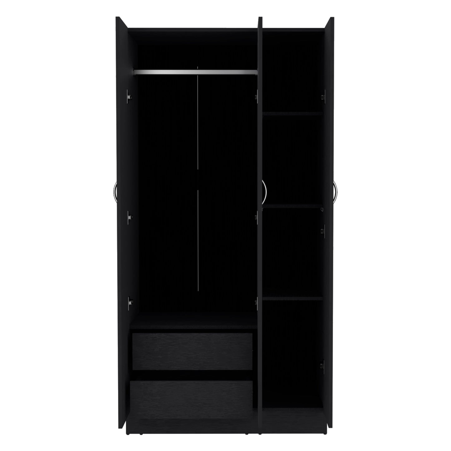 Comfort Living Spaces Armoires DEPOT E-SHOP Westbury Wardrobe Armoire with 3-Doors and 2-Inner Drawers, Black