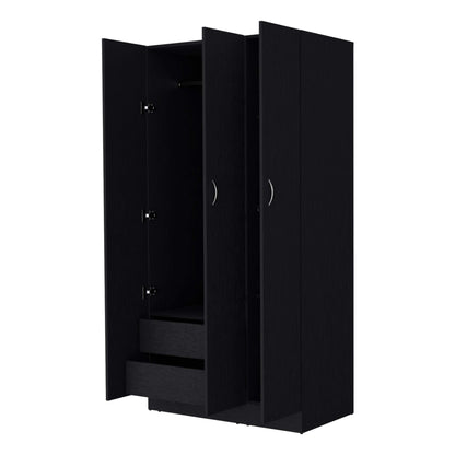 Comfort Living Spaces Augusta 3-Door Wardrobe with Hanging Rod Black