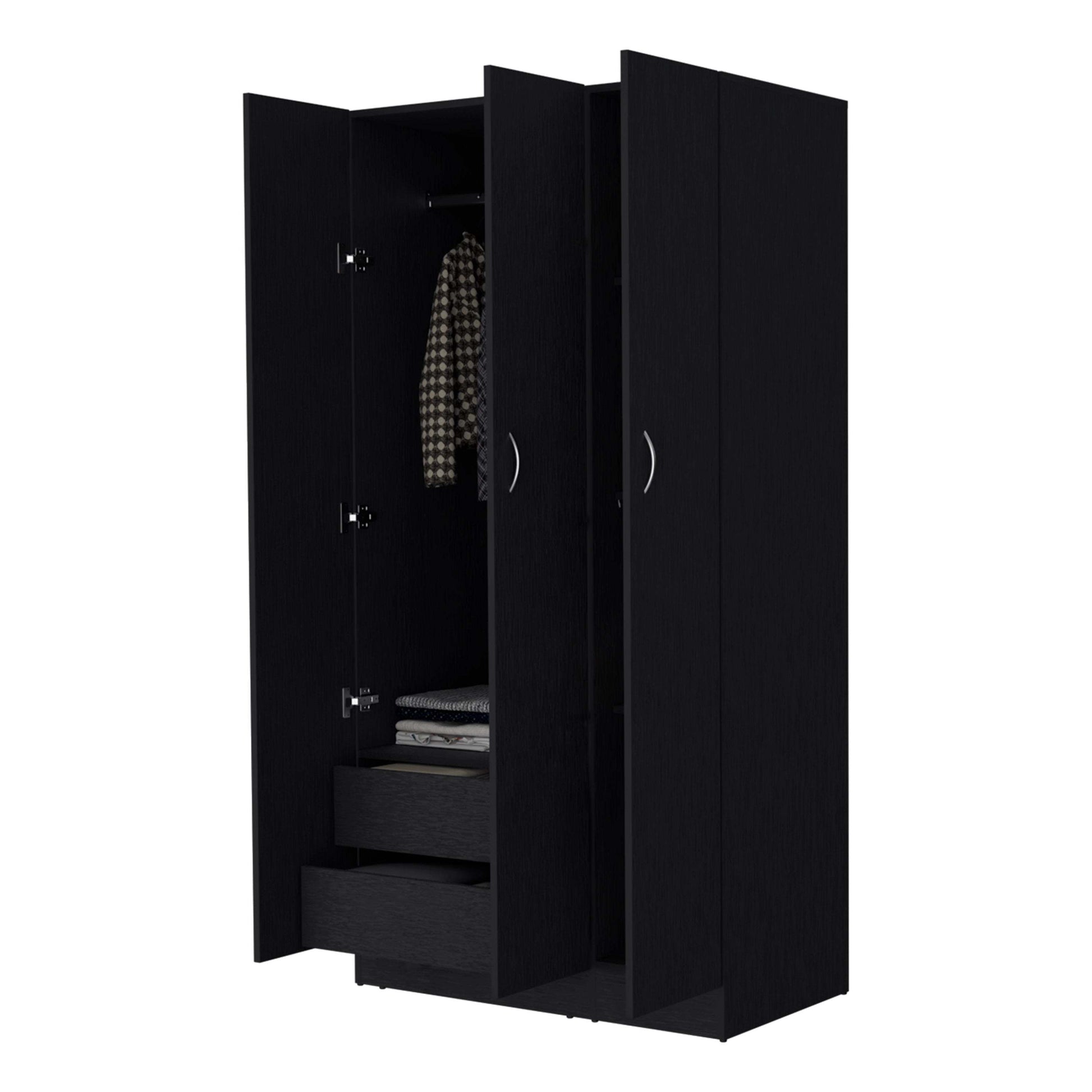 Comfort Living Spaces Augusta 3-Door Wardrobe with Hanging Rod Black