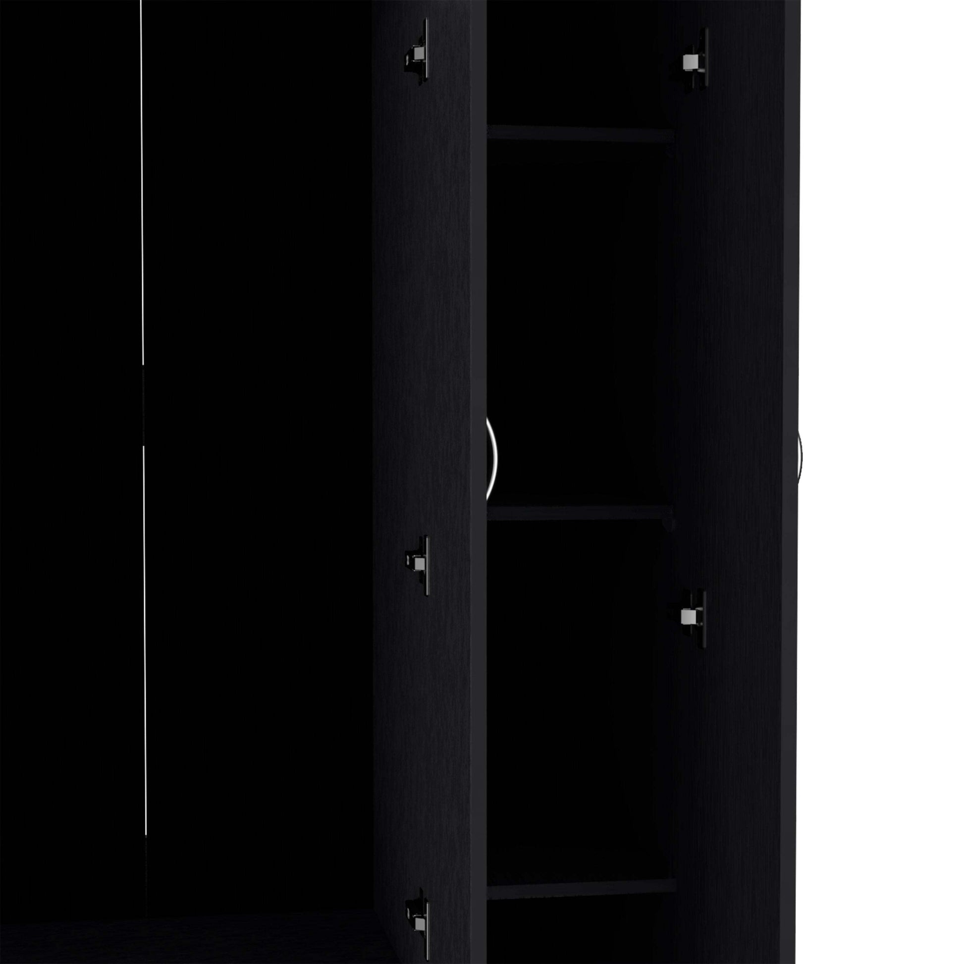 Comfort Living Spaces Augusta 3-Door Wardrobe with Hanging Rod Black