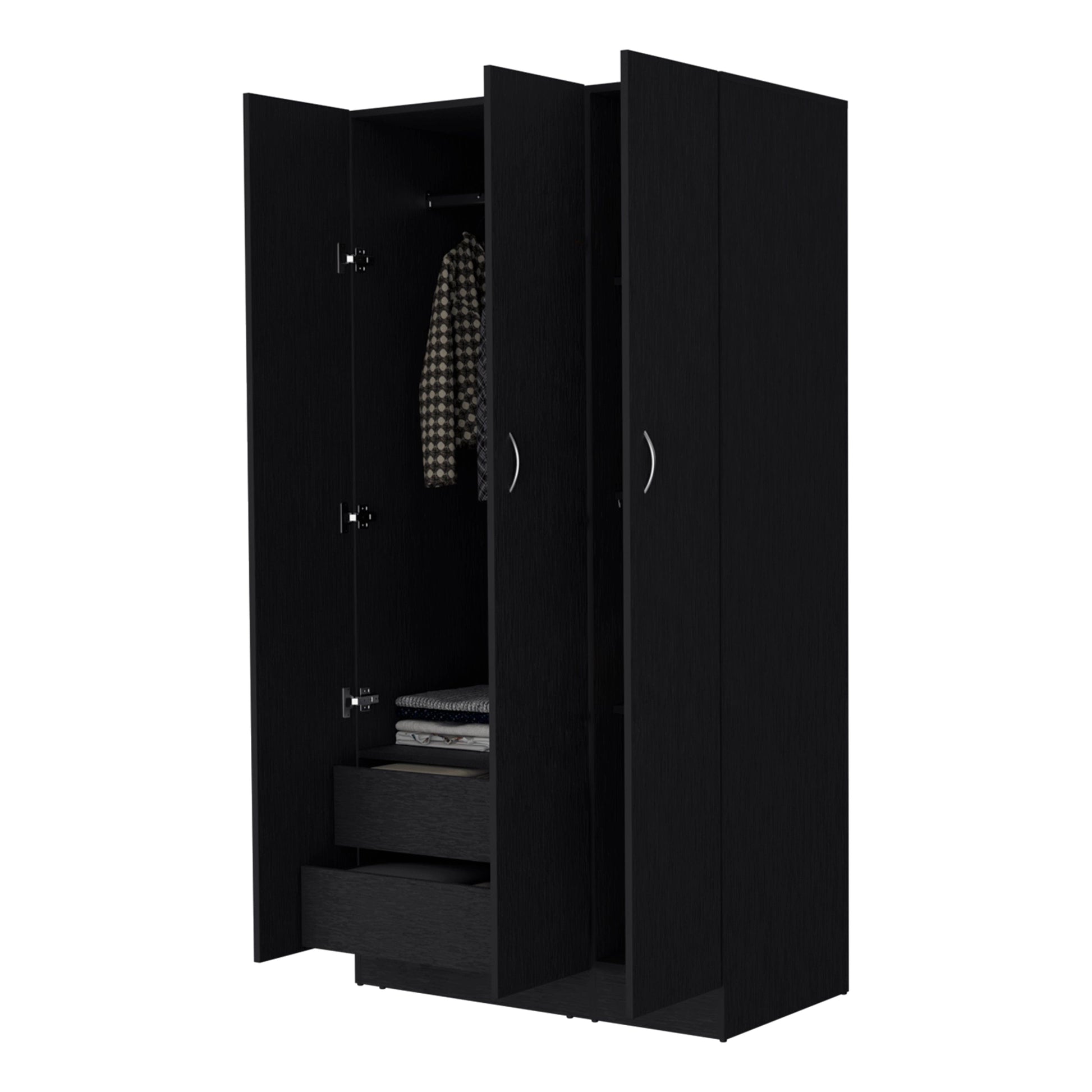 Comfort Living Spaces Augusta 3-Door Wardrobe with Hanging Rod-Black