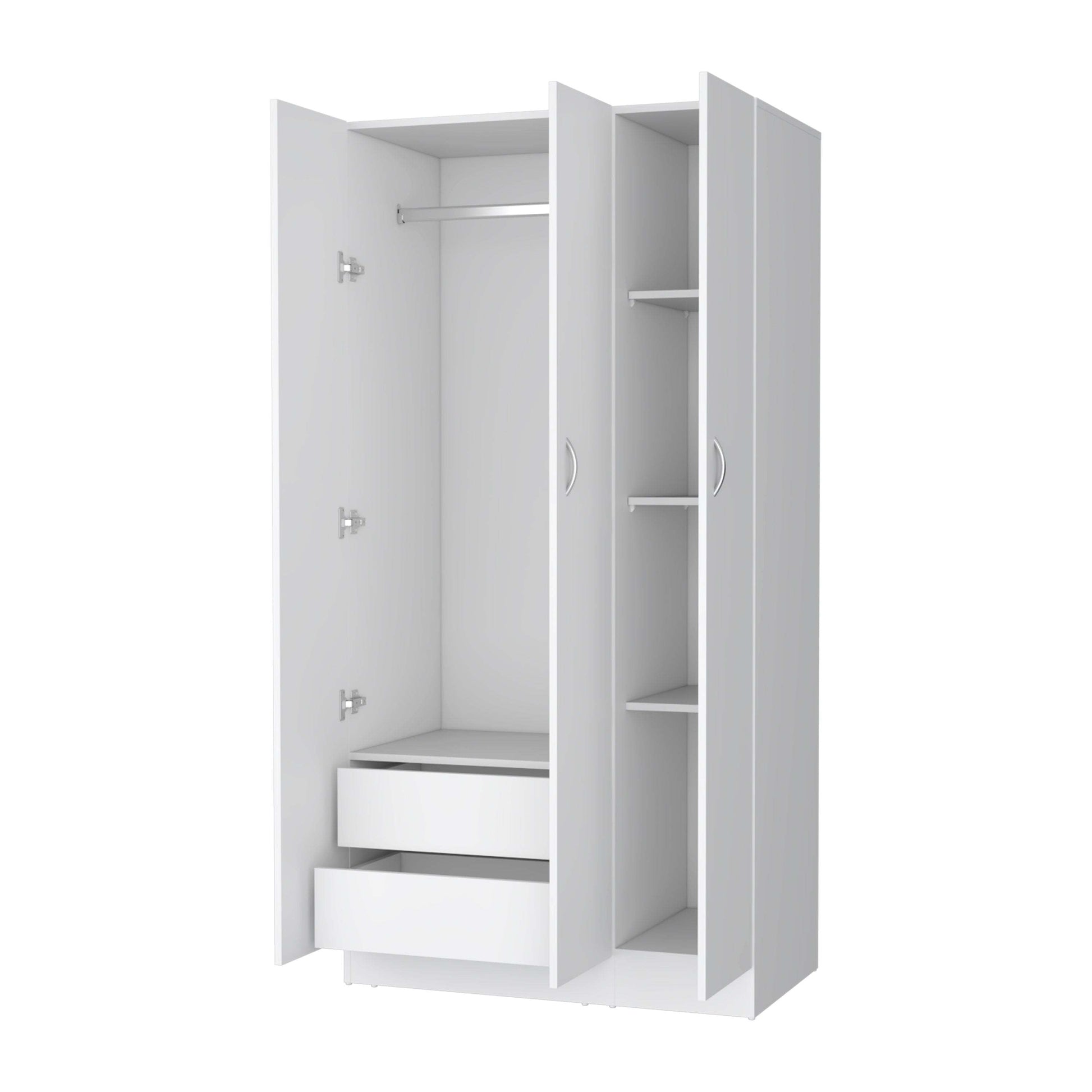 Comfort Living Spaces Augusta 3-Door Wardrobe with Hanging Rod White