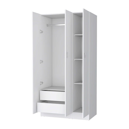 Comfort Living Spaces Augusta 3-Door Wardrobe with Hanging Rod White