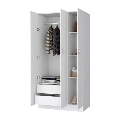 Comfort Living Spaces Augusta 3-Door Wardrobe with Hanging Rod White