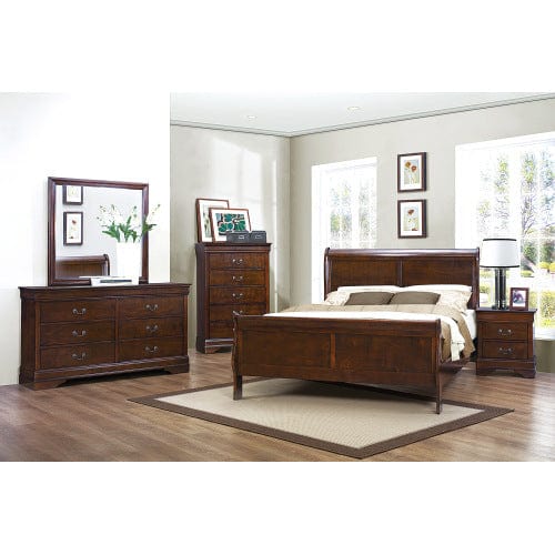 Comfort Living Spaces Bedroom Furniture sets Sleigh Bed-Louis Philippe Style-1pc. Brown Cherry Finish-Traditional Design