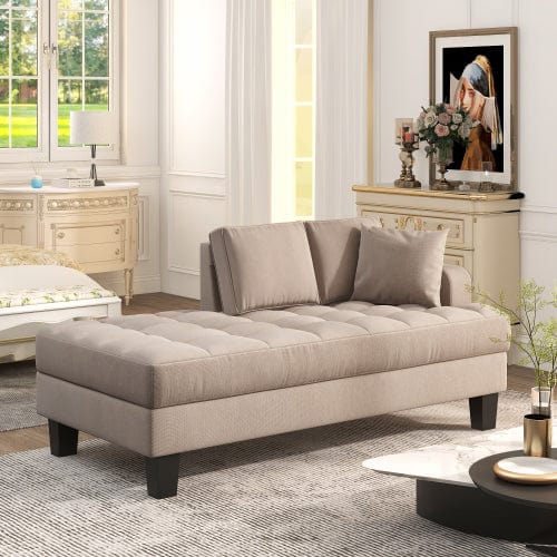 Comfort Living Spaces Deep Tufted Upholstered Textured Fabric Chaise Lounge, with Toss Pillow-Warm Grey