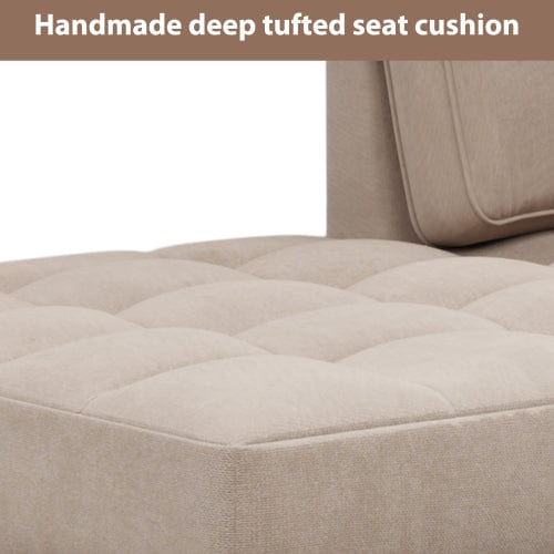 Comfort Living Spaces Deep Tufted Upholstered Textured Fabric Chaise Lounge, with Toss Pillow-Warm Grey