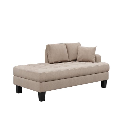 Comfort Living Spaces Deep Tufted Upholstered Textured Fabric Chaise Lounge, with Toss Pillow-Warm Grey