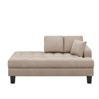 Comfort Living Spaces Deep Tufted Upholstered Textured Fabric Chaise Lounge, with Toss Pillow-Warm Grey