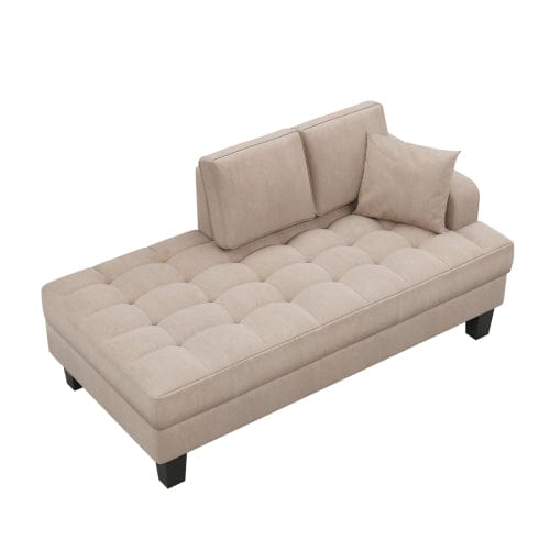 Comfort Living Spaces Deep Tufted Upholstered Textured Fabric Chaise Lounge, with Toss Pillow-Warm Grey