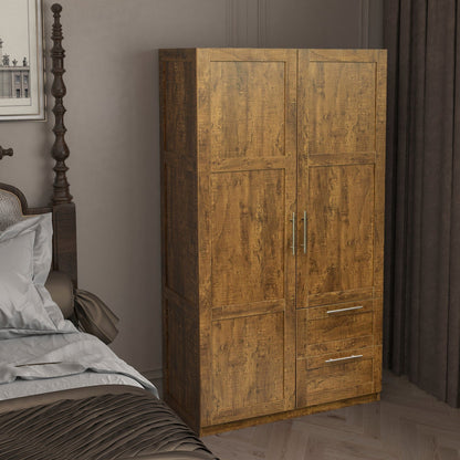 Comfort Living Spaces High wardrobe and kitchen cabinet with 2 doors, 2 drawers and 5 storage spaces,walnut