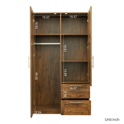 Comfort Living Spaces High wardrobe and kitchen cabinet with 2 doors, 2 drawers and 5 storage spaces,walnut