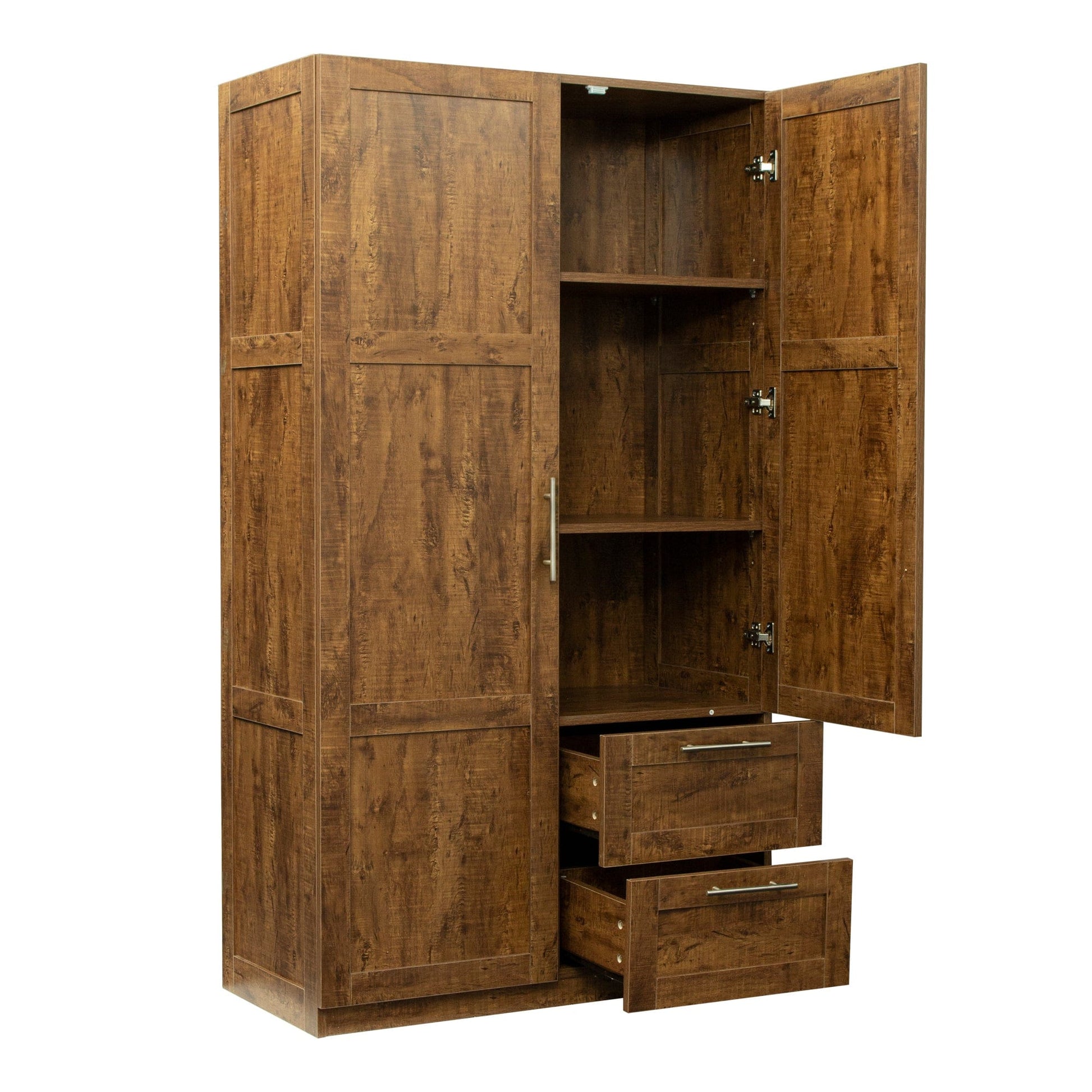 Comfort Living Spaces High wardrobe and kitchen cabinet with 2 doors, 2 drawers and 5 storage spaces,walnut