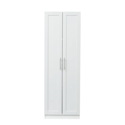 Comfort Living Spaces High wardrobe and kitchen cabinet with 2 doors and 3 partitions to separate 4 storage spaces, White