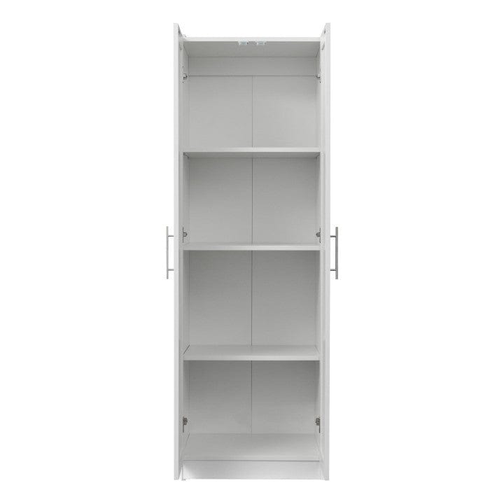 Comfort Living Spaces High wardrobe and kitchen cabinet with 2 doors and 3 partitions to separate 4 storage spaces, White