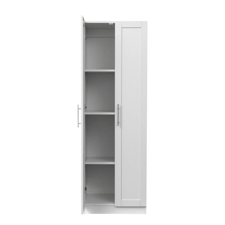 Comfort Living Spaces High wardrobe and kitchen cabinet with 2 doors and 3 partitions to separate 4 storage spaces, White