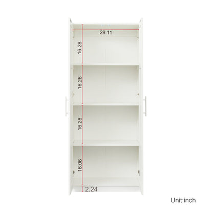 Comfort Living Spaces High wardrobe and kitchen cabinet with 2 doors and 3 partitions to separate 4 storage spaces,white