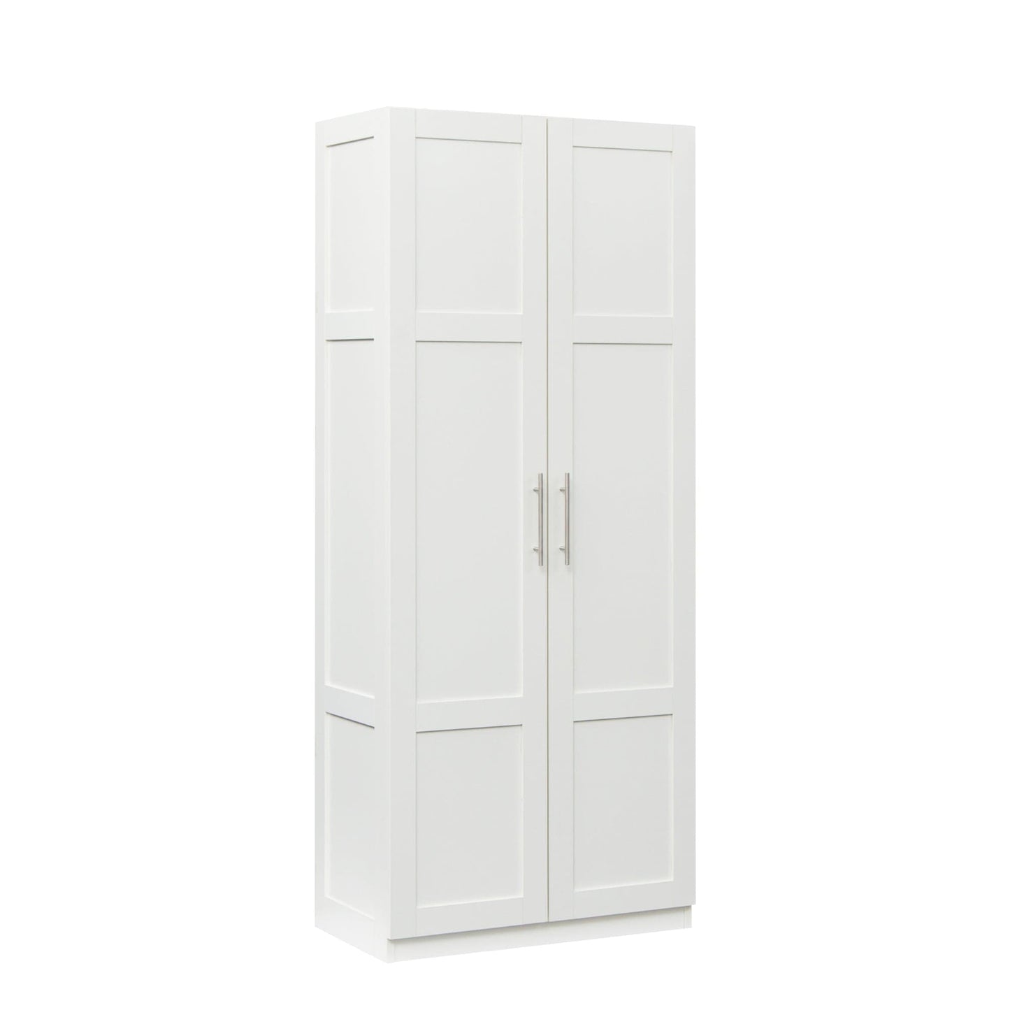 Comfort Living Spaces High wardrobe and kitchen cabinet with 2 doors and 3 partitions to separate 4 storage spaces,white