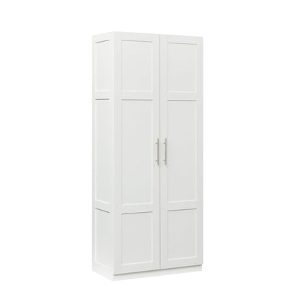 Comfort Living Spaces High wardrobe and kitchen cabinet with 2 doors and 3 partitions to separate 4 storage spaces,white