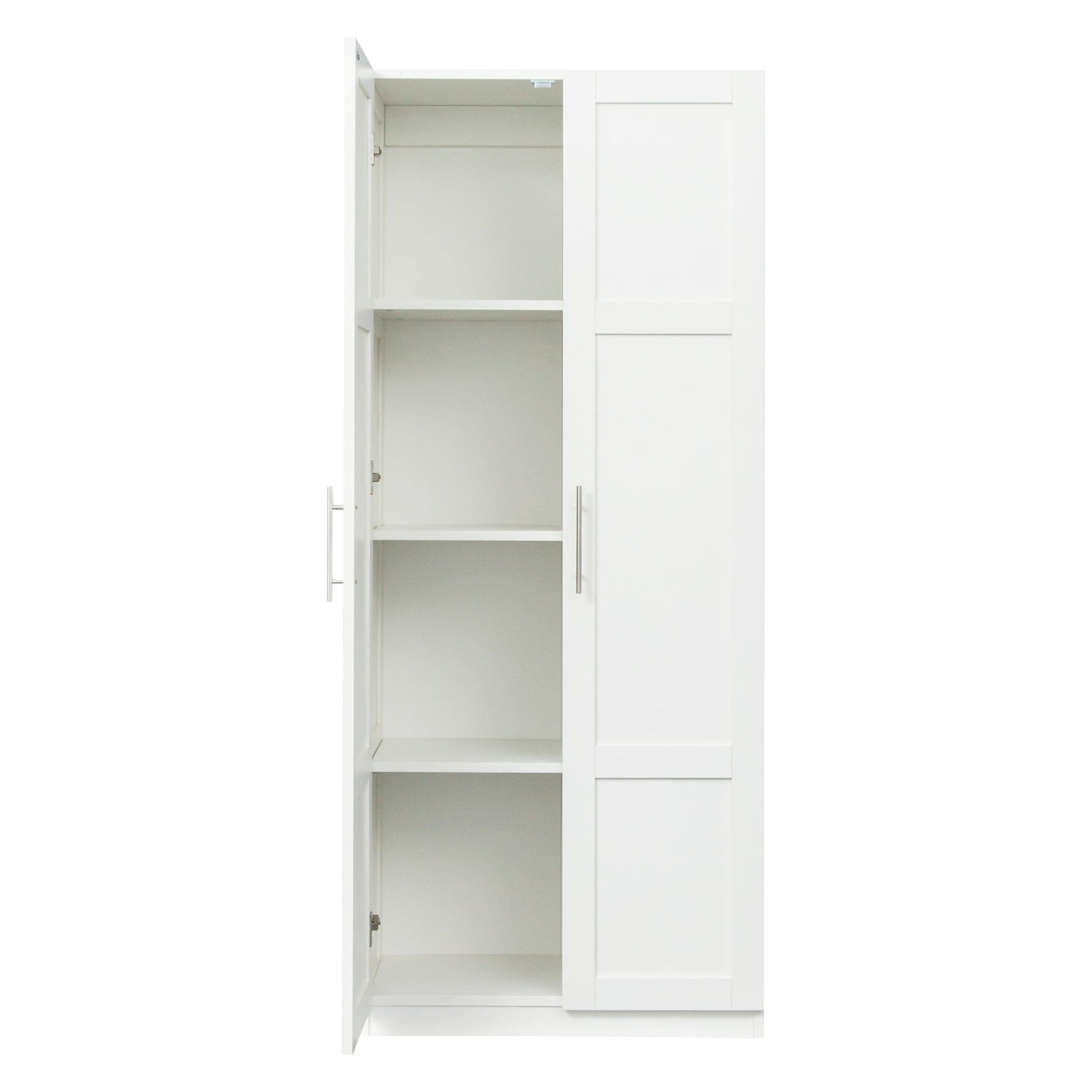 Comfort Living Spaces High wardrobe and kitchen cabinet with 2 doors and 3 partitions to separate 4 storage spaces,white